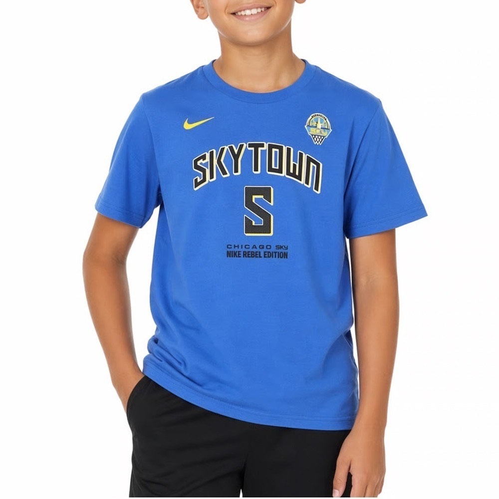 Nike Chicago Sky Angel Reese Skytown Rebel Edition Youth XL 18/20 Blue T-Shirt